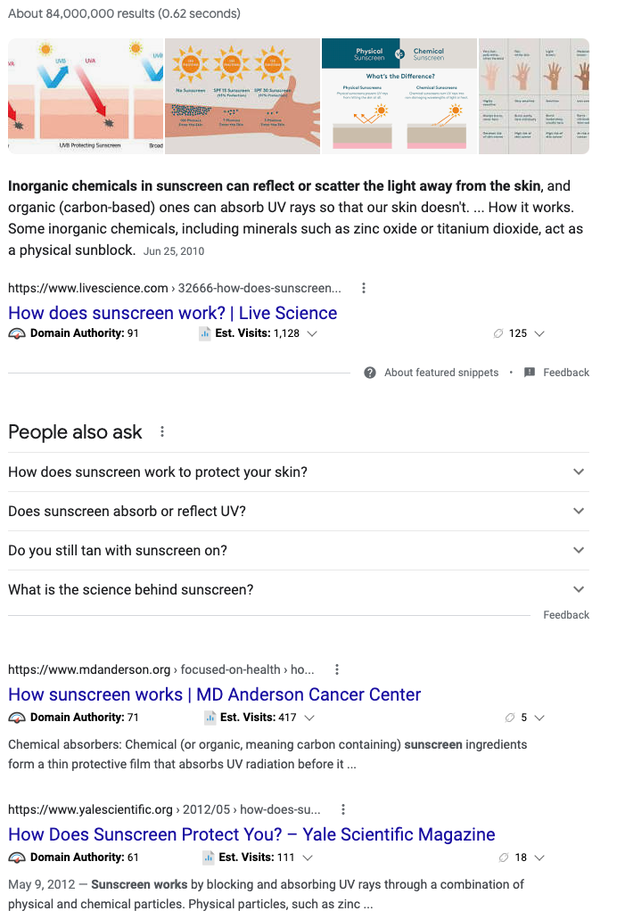 search results for how sunscreen works