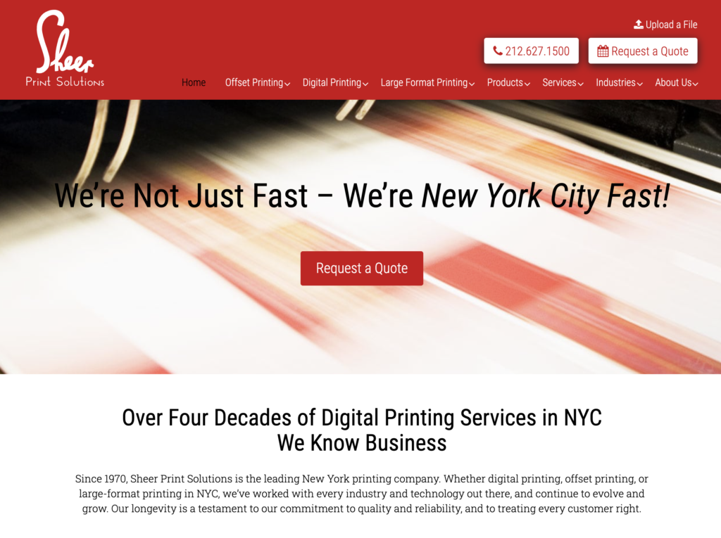 Sheer Print Solutions website screenshot